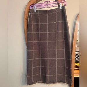 Max Studio Checkered Brown Pencil Skirt